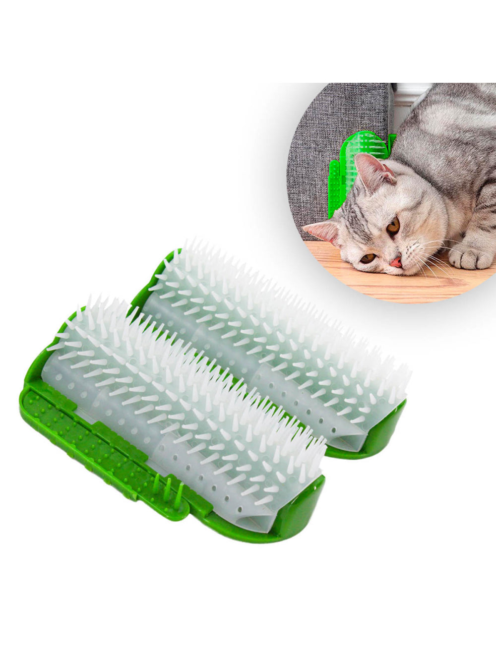 Coçadinha Para Gatos Escova Tira Pelos Massageadora Canto De Parede Cor:Verde