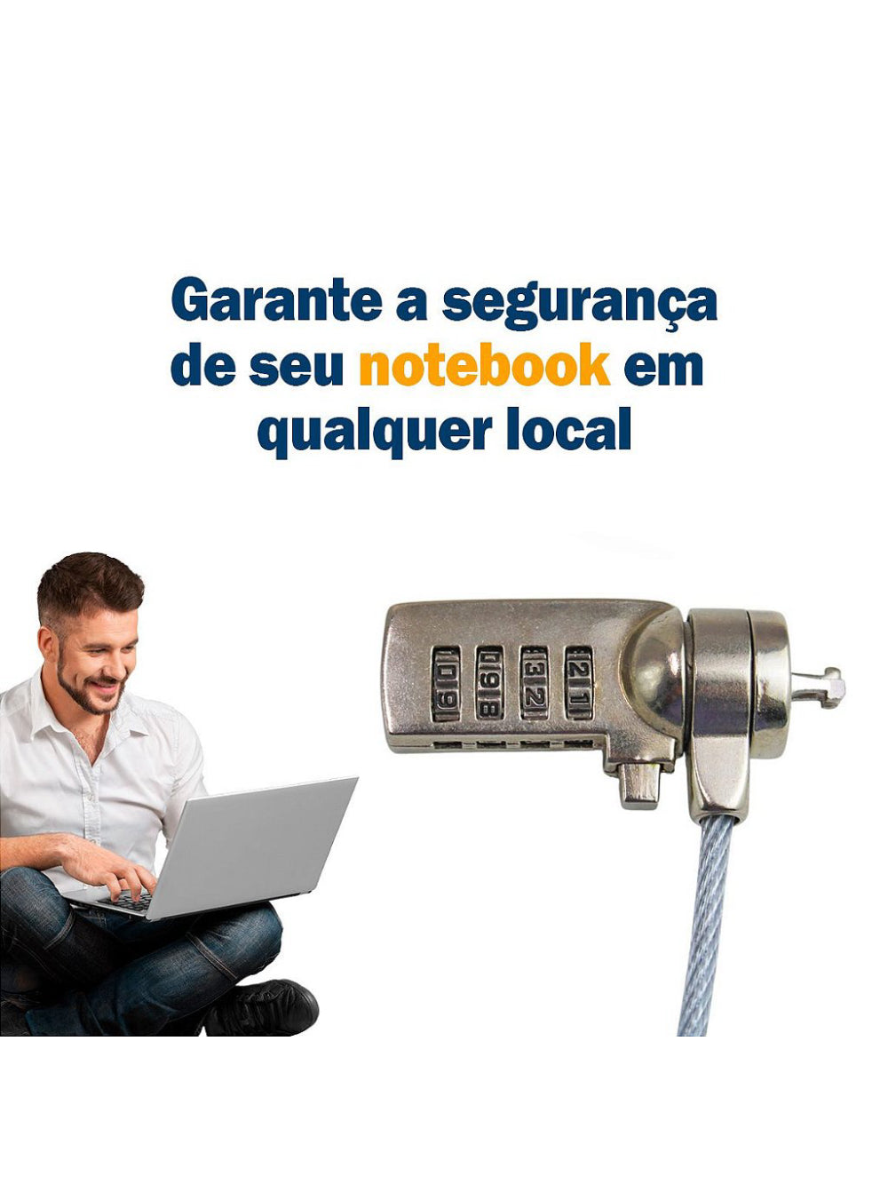 Trava De Segurança Notebook Pc Com Senha Cabo De Aço Segredo 4 Digitos