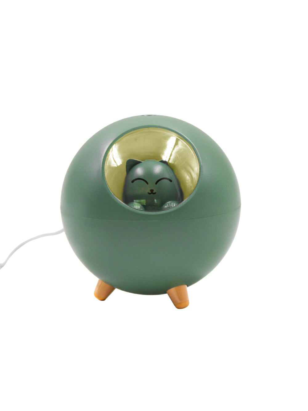 Umidificador De Ar Luminaria USB Difusor Aromatizador Esfera Gatinho Cor:Verde