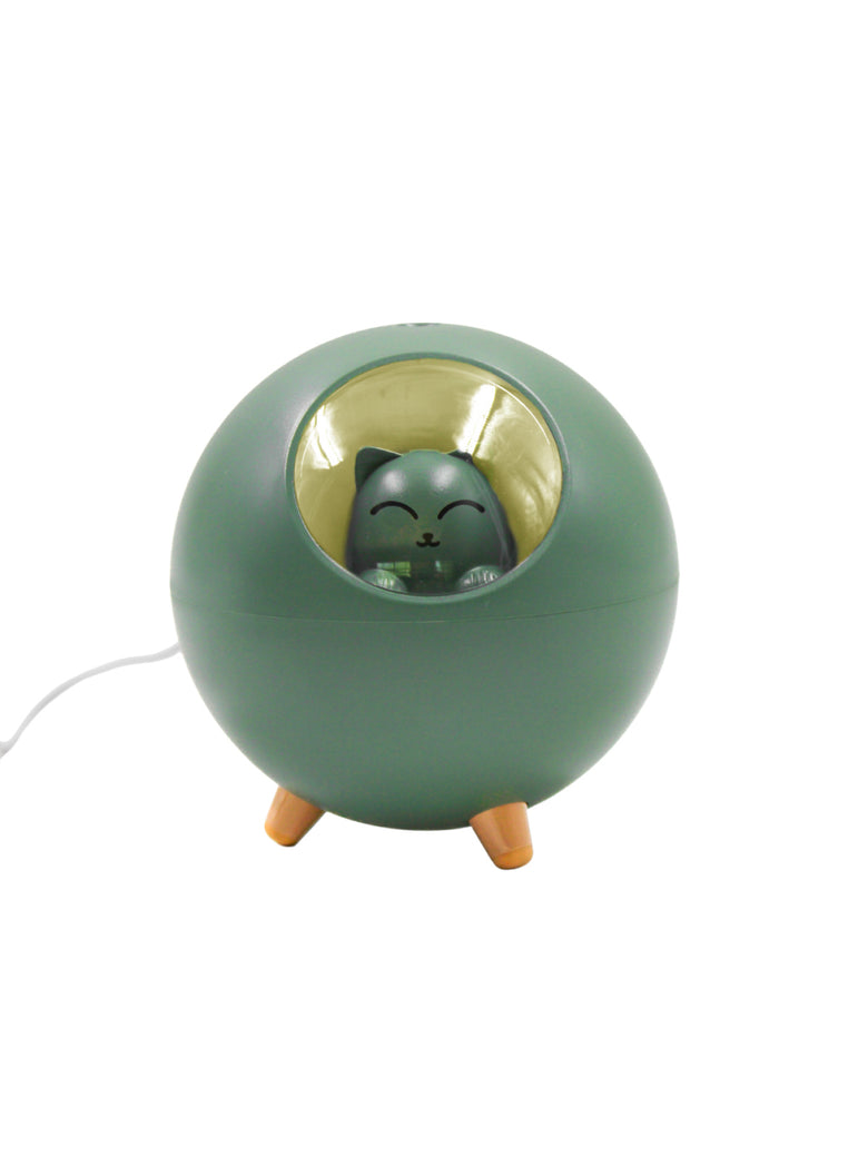 Umidificador De Ar Luminaria USB Difusor Aromatizador Esfera Gatinho Cor:Verde