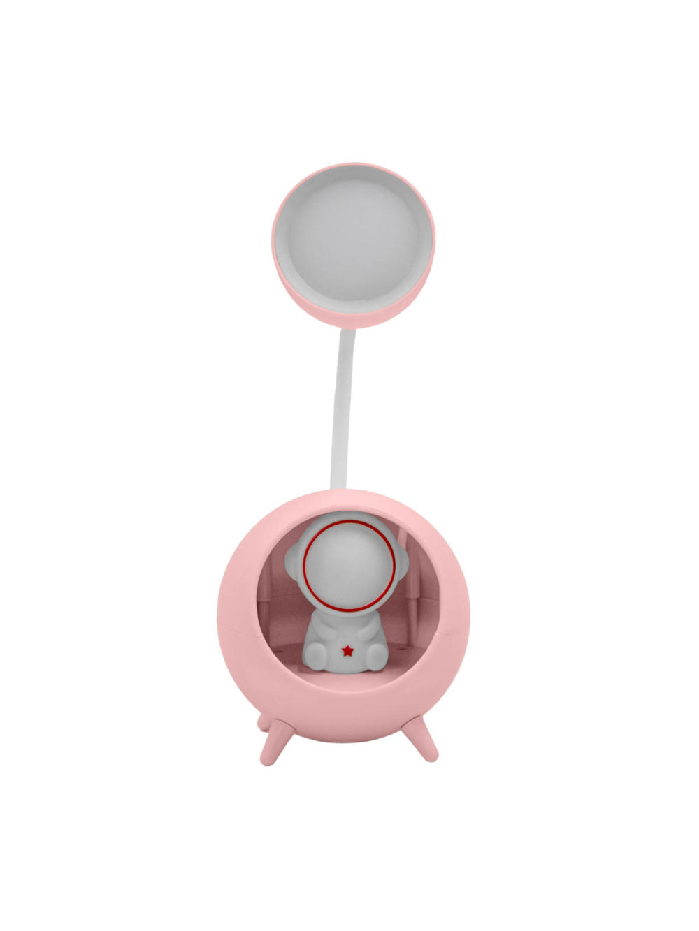 Luminaria De Mesa Decorativa USB Portatil Articulavel Abajur P/ Leitura Estudo Astronauta Cor:Rosa