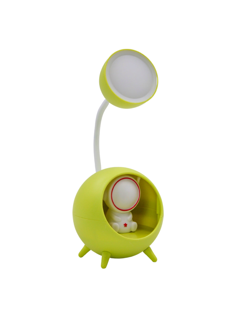 Luminaria De Mesa Decorativa USB Portatil Articulavel Abajur P/ Leitura Estudo Astronauta Cor:Verde