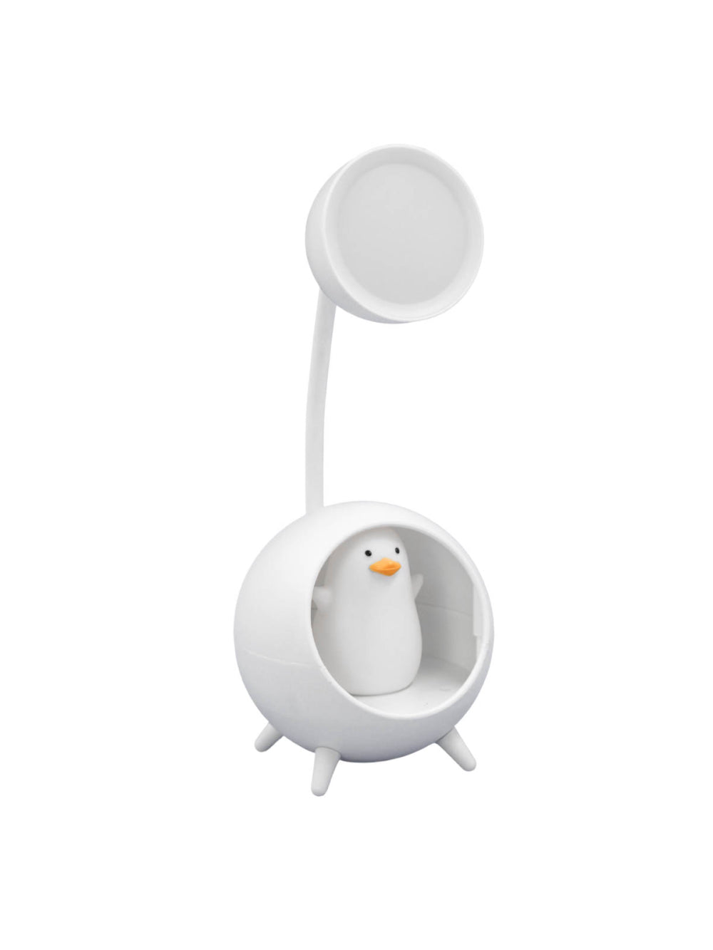Luminaria De Mesa Decorativa USB Portatil Articulavel Abajur P/ Leitura Estudo Patinho Cor:Branco