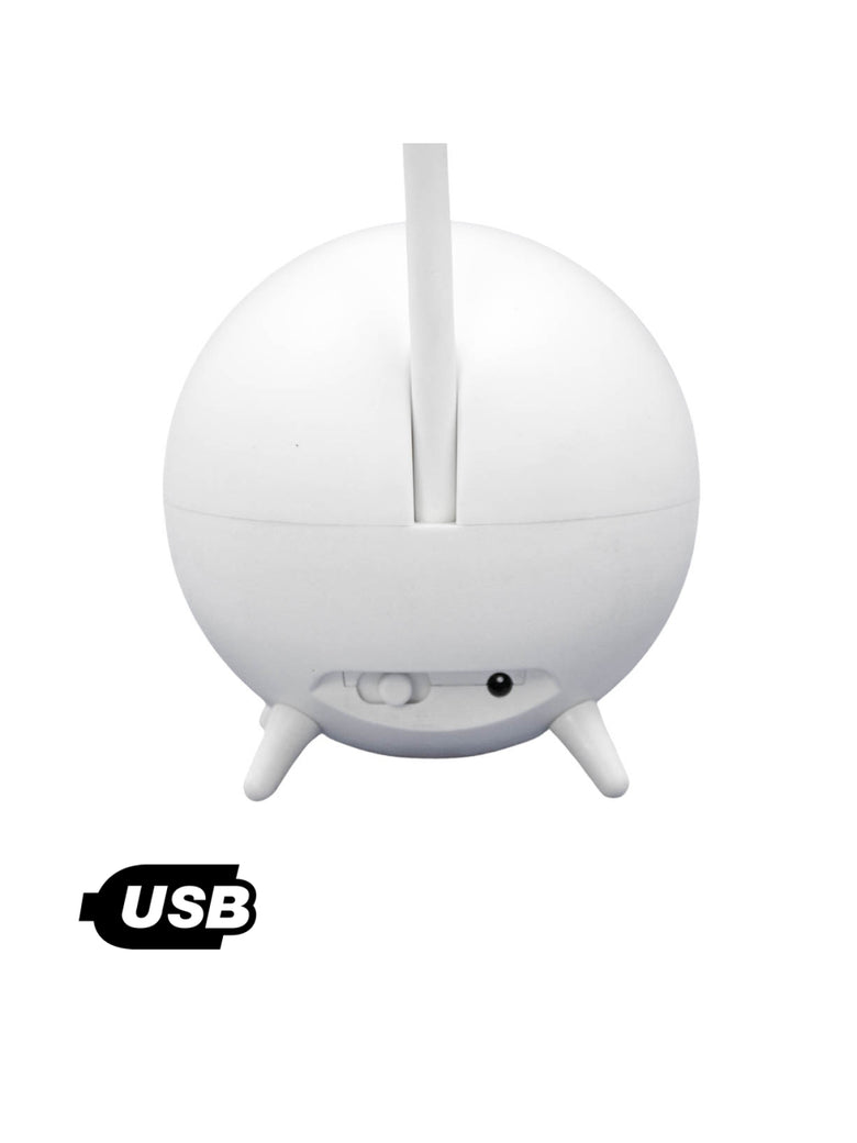 Luminaria De Mesa Decorativa USB Portatil Articulavel Abajur P/ Leitura Estudo Patinho Cor:Branco