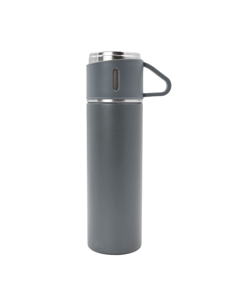 Garrafa Termica Com Copo Parede Dupla Inox Squeeze 500ml Cores:Cinza