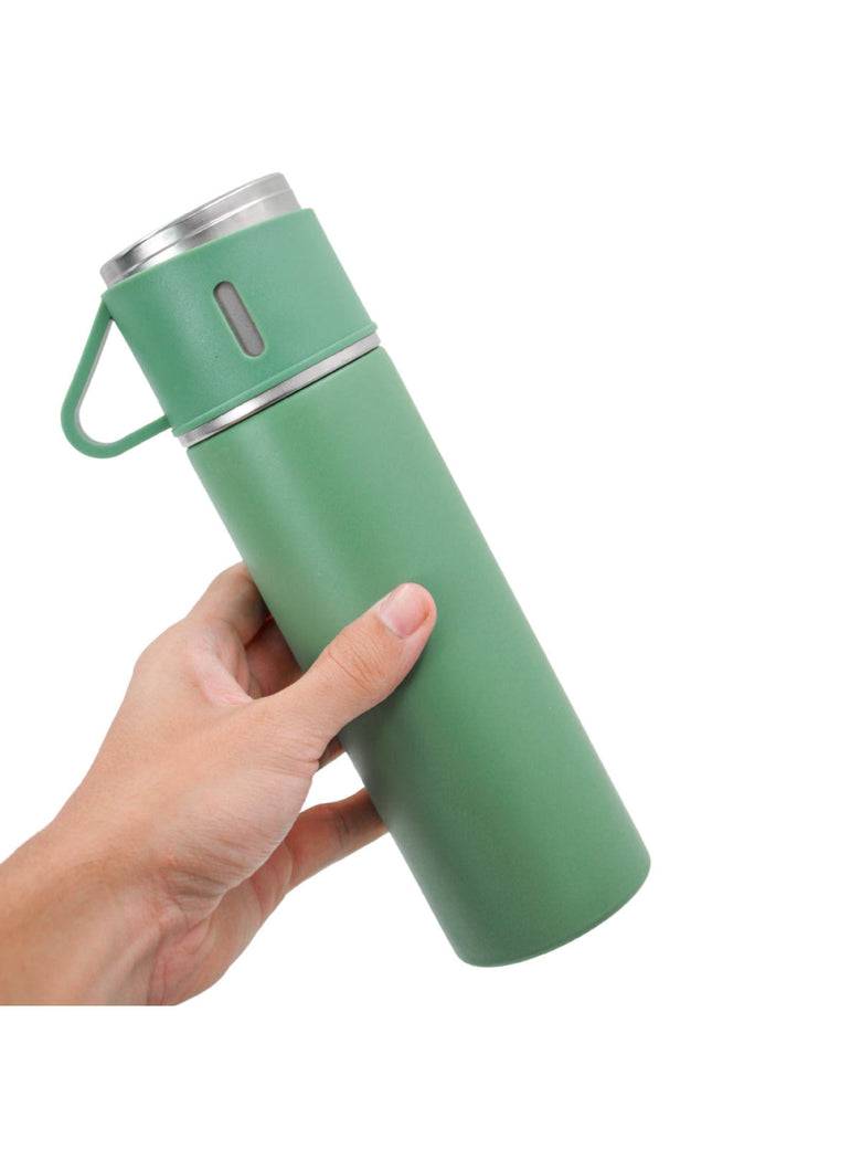 Garrafa Termica Com Copo Parede Dupla Inox Squeeze 500ml Cores:Verde