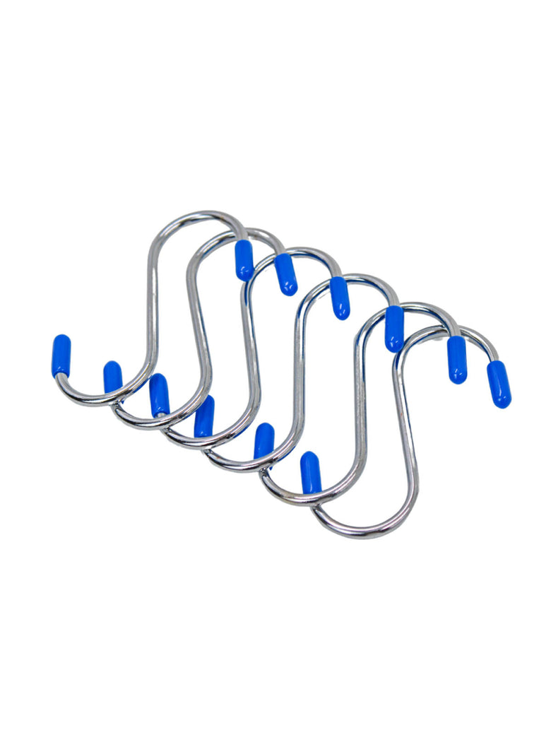 Kit 6 Ganchos Aço Inox Cozinha Barra Utensilios Roupa Armario Cabide