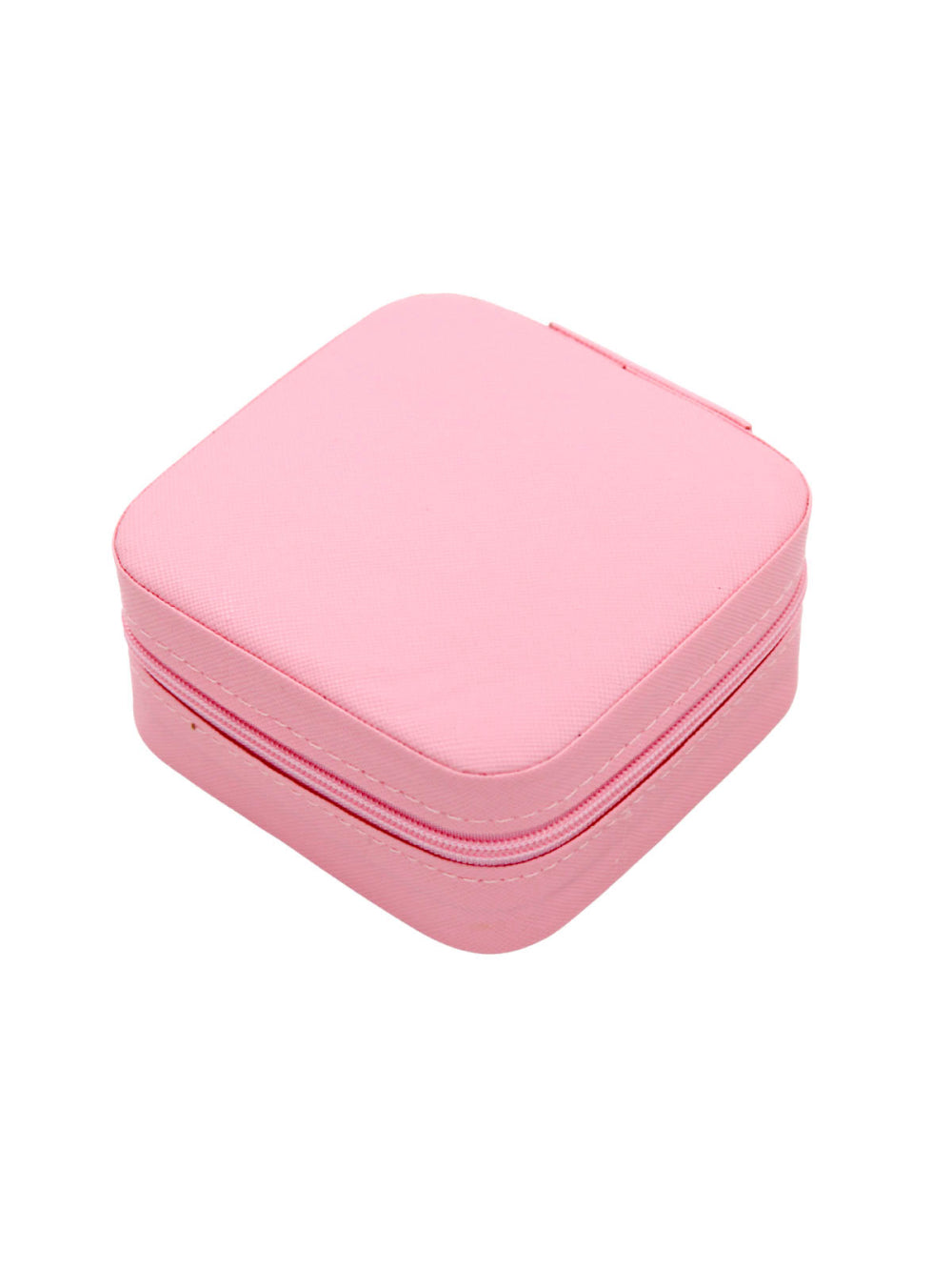 Porta Joias Portatil Viagem Estojo Maleta Caixinha Com Ziper Cor:Rosa