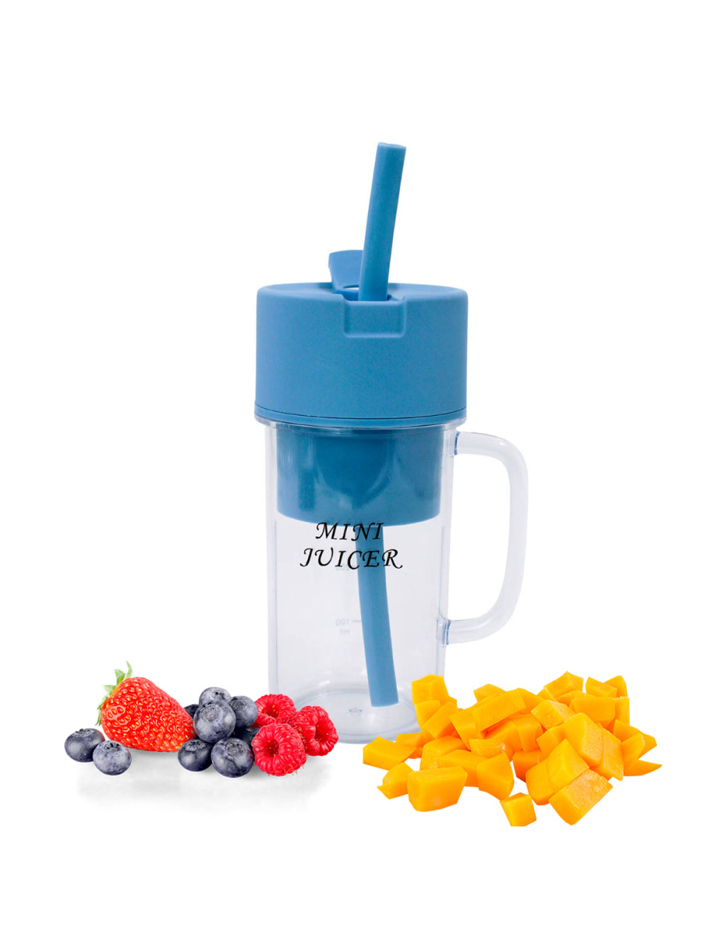 Mini Liquidificador Portatil Shake Suco Juice Cup Caneca Cabo USB Cor:Azul