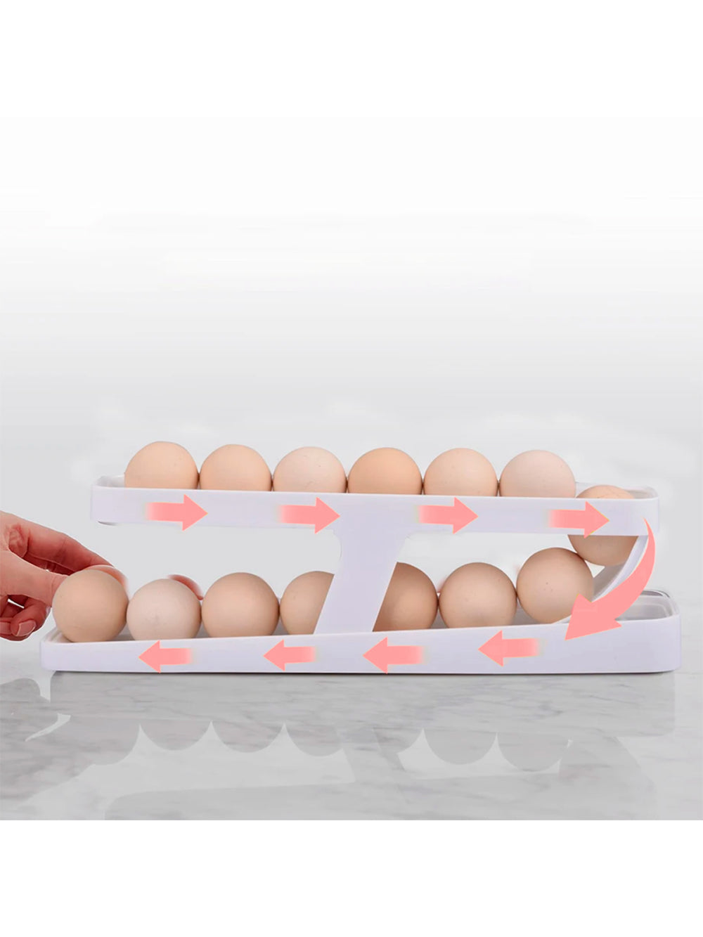 Dispenser Porta Ovos Rolante De 2 Camadas Bandeja Organizadora