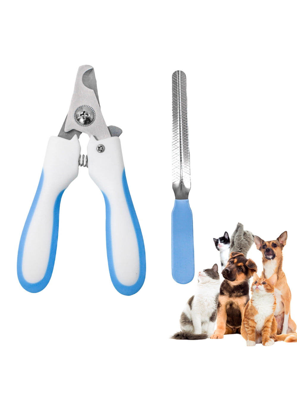Alicate Pet Tesoura Corte De Unhas Cachorro Gato Com Lixa Cor:Azul