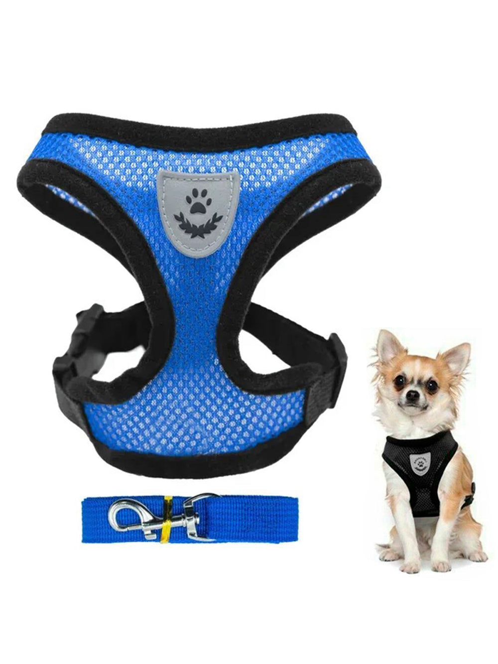 Coleira Peitoral Refletivo Com Guia Cachorro Cães Gato Pet Azul Tamanho:XL(GG)