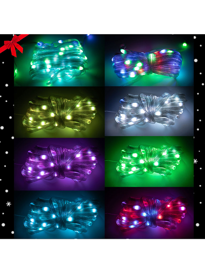 Led Pisca Linha Com 10 Metros 100 Lampadas 9 Modos RGB USB Controla Por App Natal Ano Novo