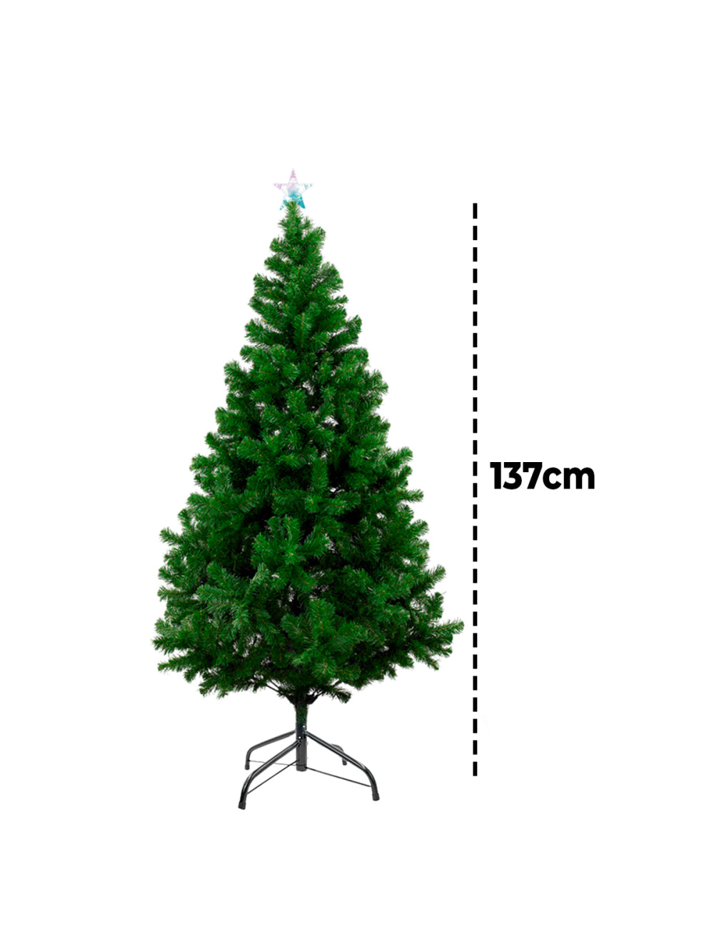 Arvore de Natal Com Pisca Pisca Led Colorido Estrela 137x14cm