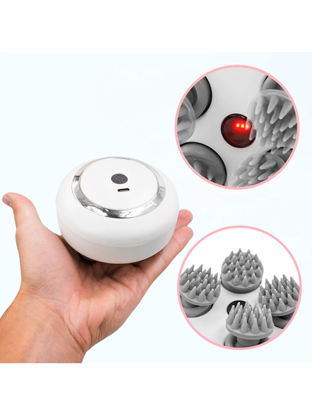 Massageador Elétrico De Cabeça Portátil USB Recarregável Cor:Branco