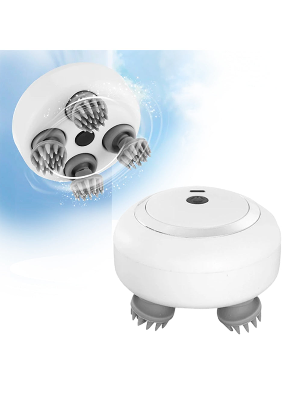 Massageador Elétrico De Cabeça Portátil USB Recarregável Cor:Branco