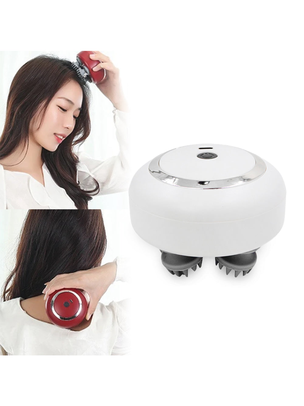 Massageador Elétrico De Cabeça Portátil USB Recarregável Cor:Branco