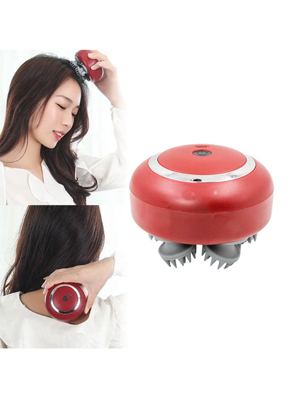 Massageador Elétrico De Cabeça Portátil USB Recarregável Cor:Vinho