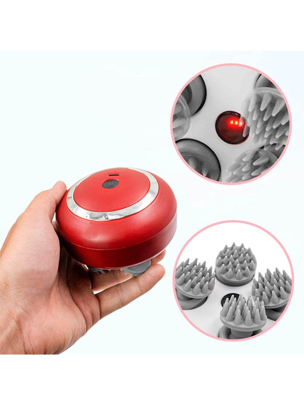 Massageador Elétrico De Cabeça Portátil USB Recarregável Cor:Vinho