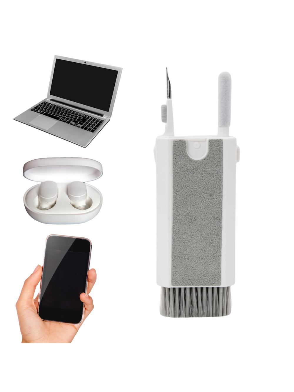 Kit Ferramentas De Limpeza Eletrônicos 8 Em 1 Teclado Headset Fones Notebooks Celulares COR:BRANCO