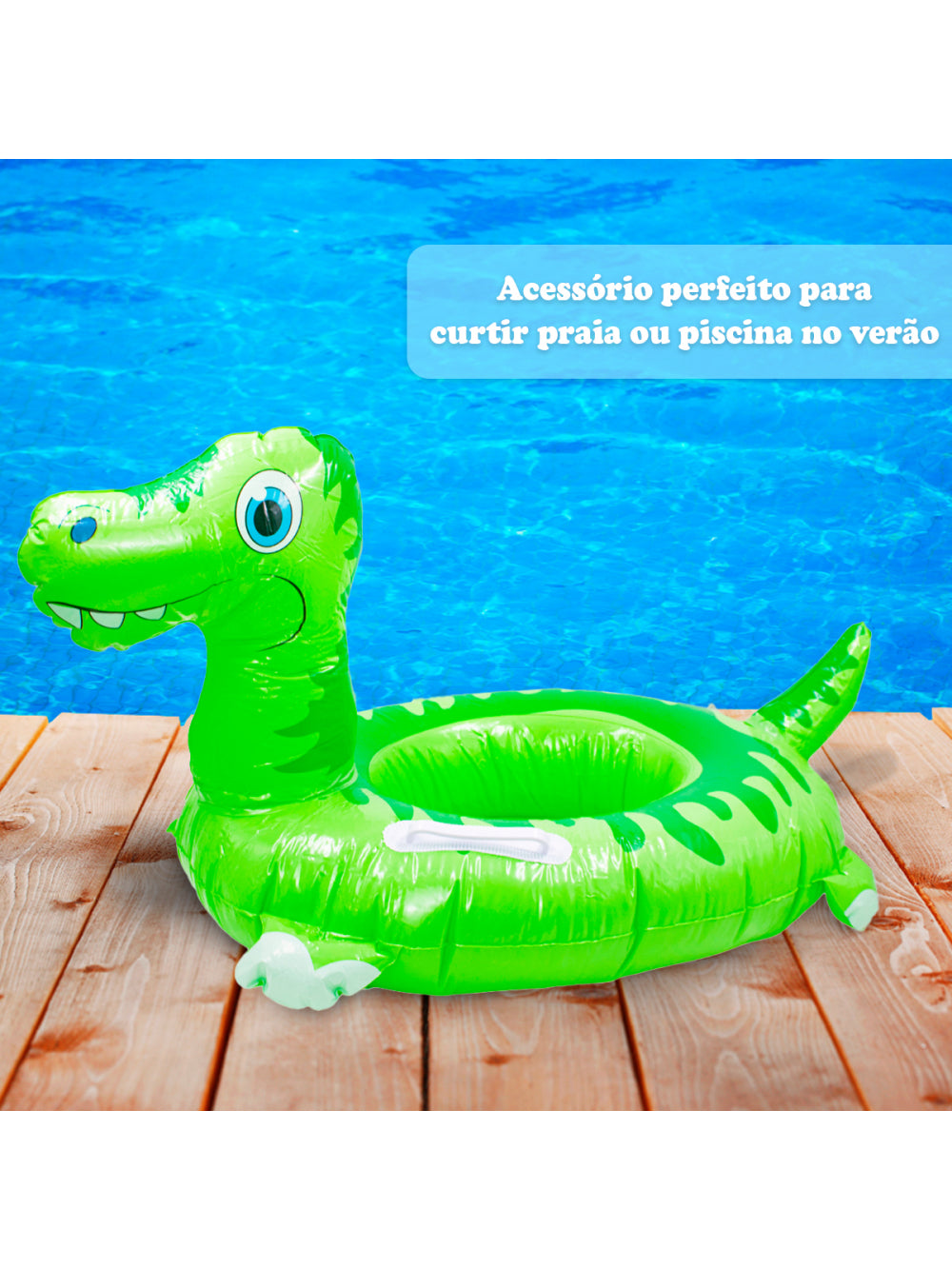 Boia Infantil Inflável Dinossauro Praia Piscina Criança Verão Cor:Verde