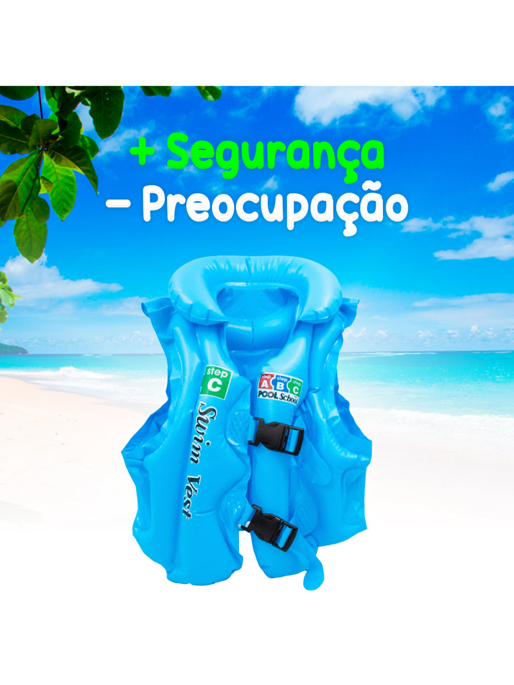 Boia Infantil Colete Salva Vidas Praia Piscina Inflável Criança Cor:Azul