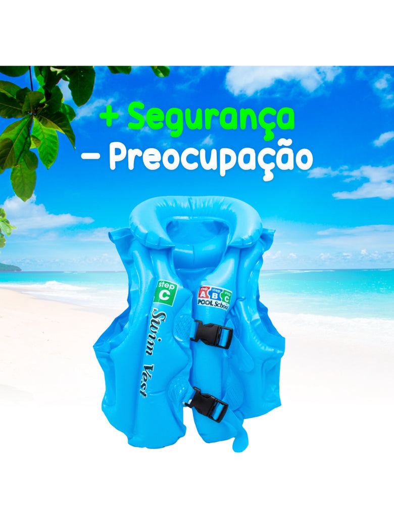 Boia Infantil Colete Salva Vidas Praia Piscina Inflável Criança Cor:Azul