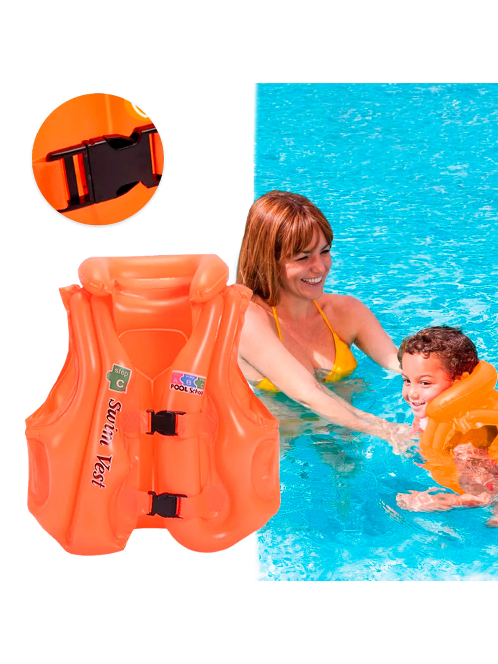 Boia Infantil Colete Salva Vidas Praia Piscina Inflável Criança Cor:Laranja