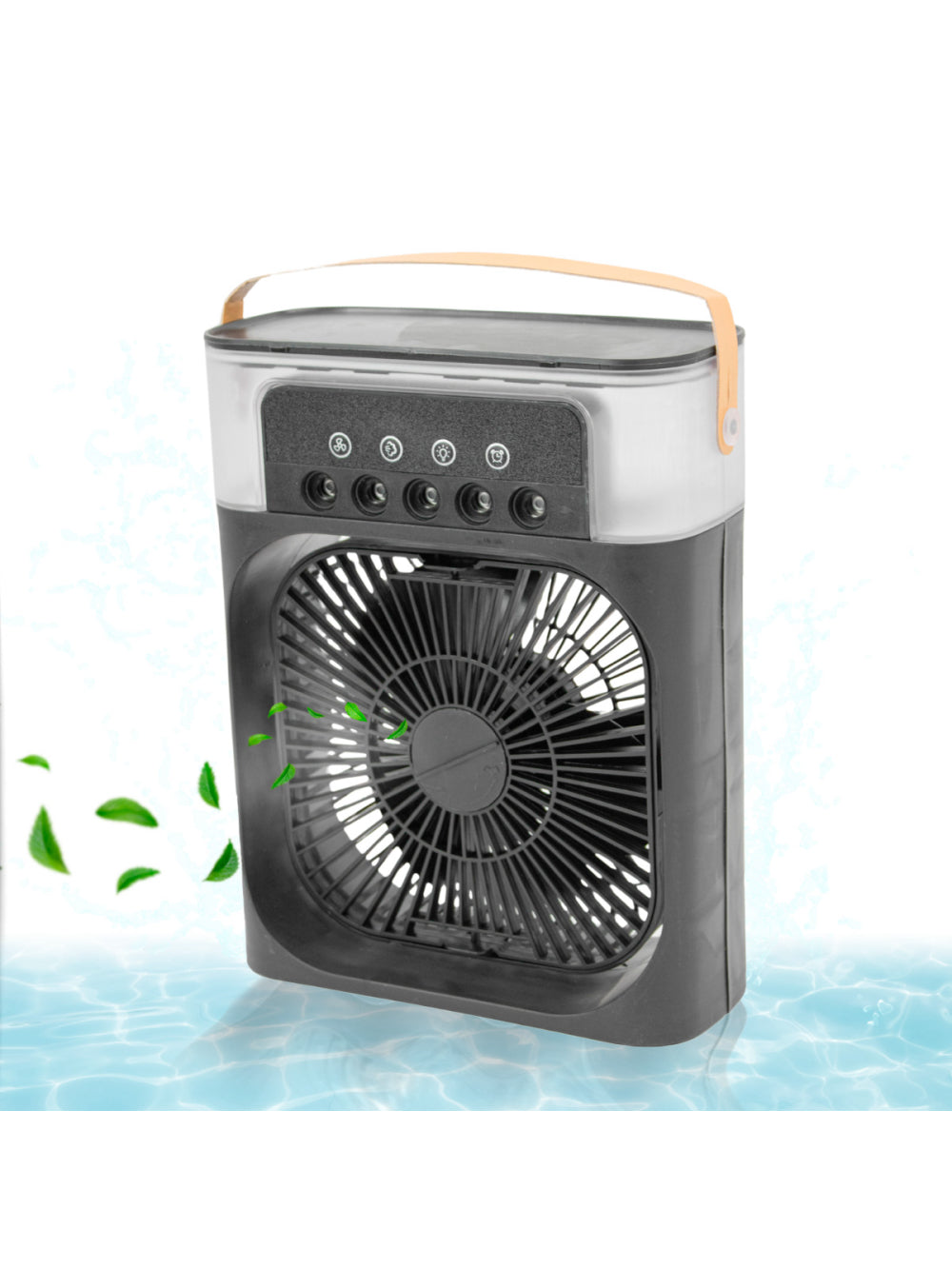 Ventilador Portátil Iluminação Umidificador Climatizador USB De Mesa Cor:Preto
