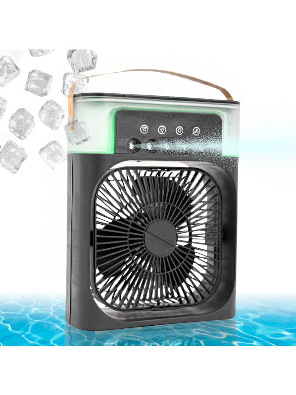 Ventilador Portátil Iluminação Umidificador Climatizador USB De Mesa Cor:Preto