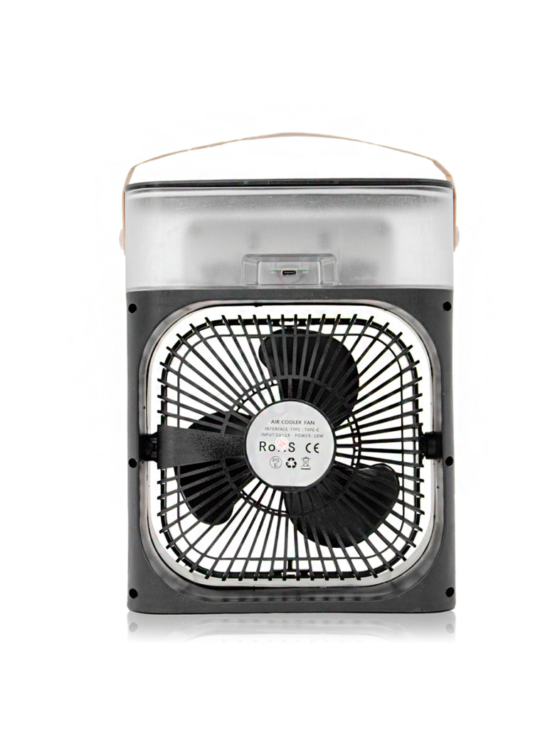 Ventilador Portátil Iluminação Umidificador Climatizador USB De Mesa Cor:Preto