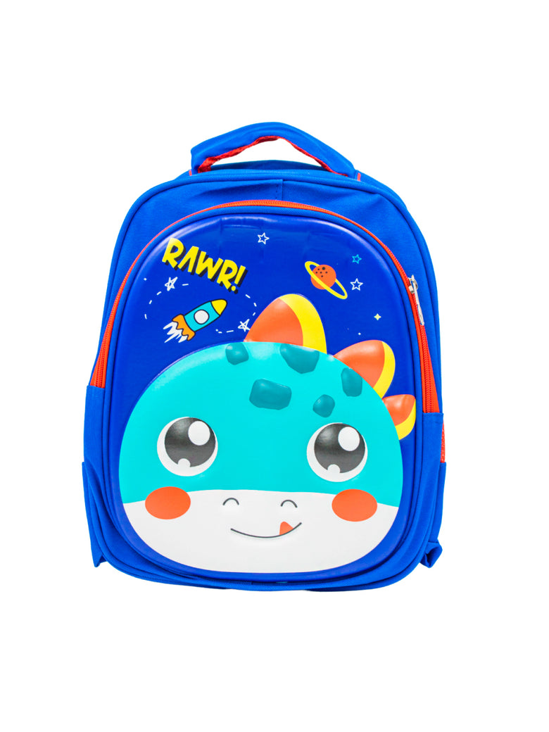 Mochila Escolar Infantil Bichinhos Bolsa De Costas Creche Alto Relevo Modelo:Dinossauro Azul