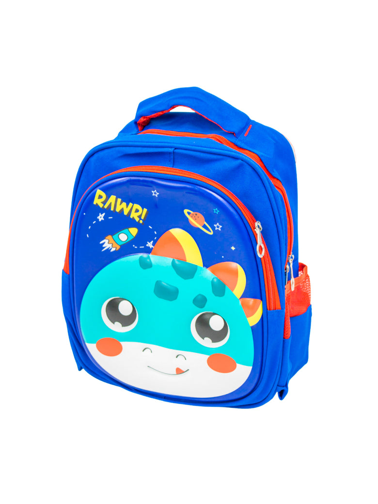 Mochila Escolar Infantil Bichinhos Bolsa De Costas Creche Alto Relevo Modelo:Dinossauro Azul