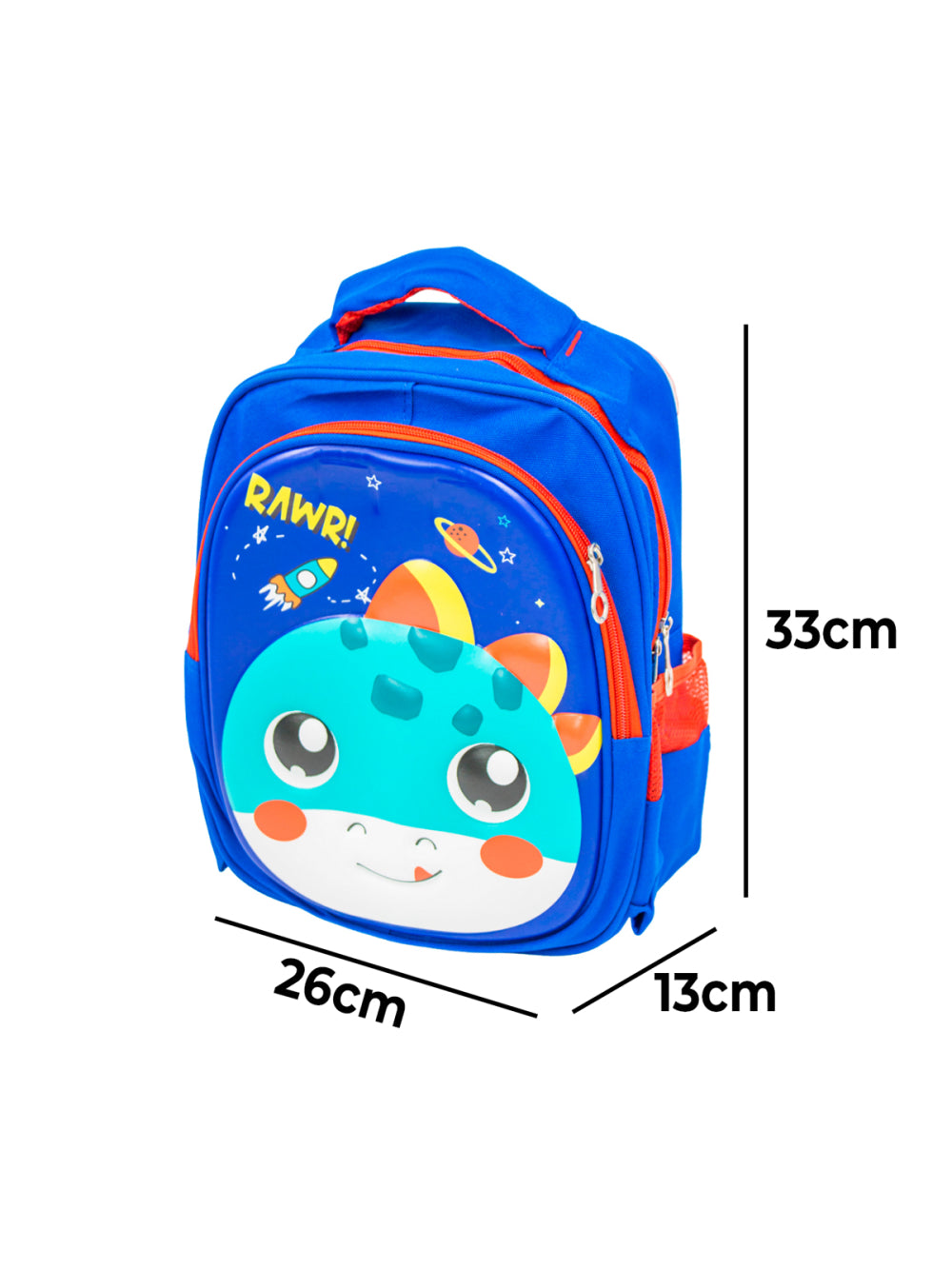 Mochila Escolar Infantil Bichinhos Bolsa De Costas Creche Alto Relevo Modelo:Dinossauro Azul
