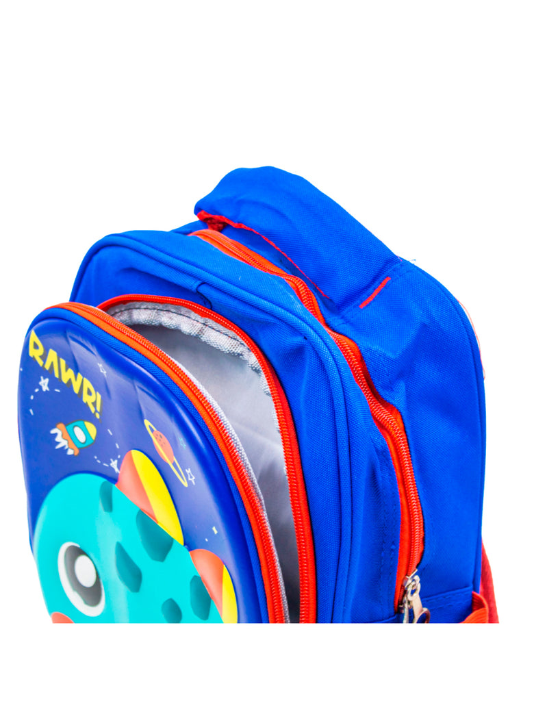 Mochila Escolar Infantil Bichinhos Bolsa De Costas Creche Alto Relevo Modelo:Dinossauro Azul