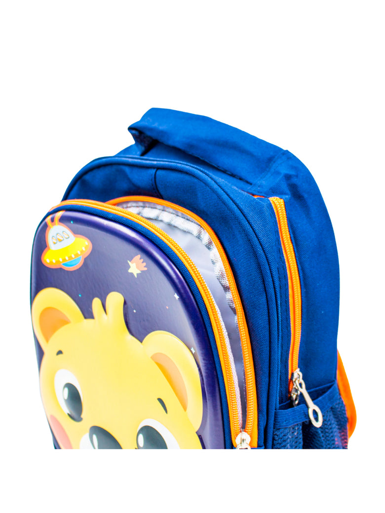 Mochila Escolar Infantil Bichinhos Bolsa De Costas Creche Alto Relevo Modelo:Urso Azul Marinho