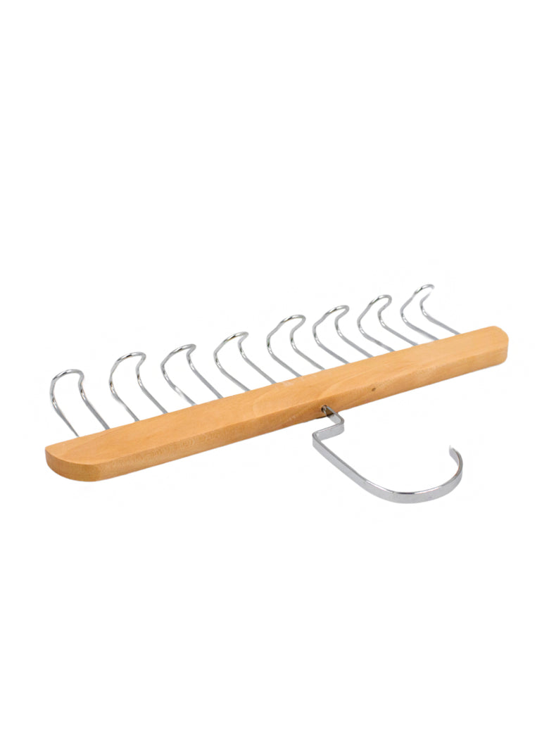 Cabide Madeira Rotativo Ganchos Organizador Armário Closet Cor:Marrom