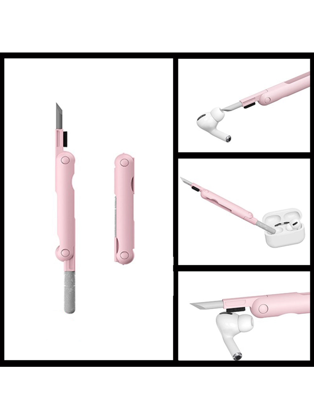 Escova Limpeza 7 Em 1 Teclado Fone Ouvido Celular Macia Cor:Rosa