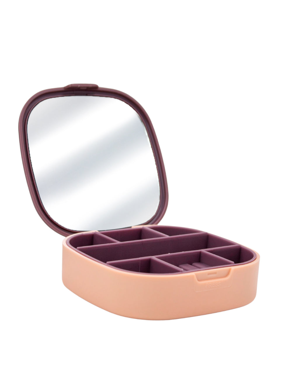 Porta Joias Estojo Portátil Estojo Caixinha C/ Espelho Cor:Rosa