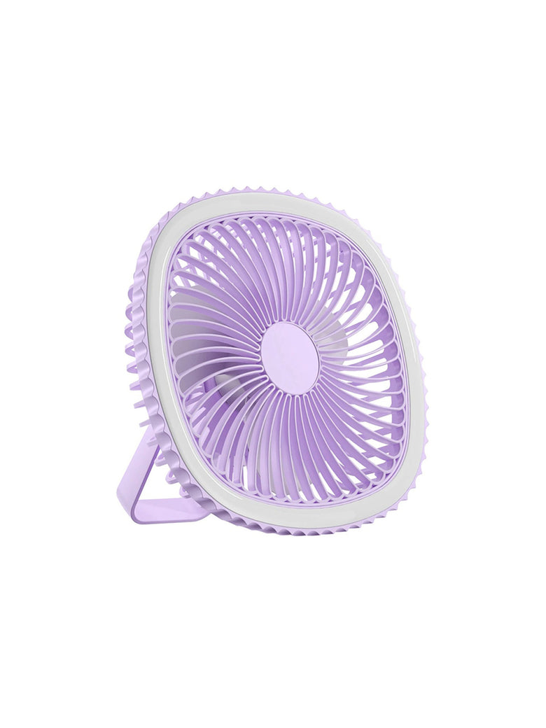 Mini Ventilador De Mesa Luz Ring Light Usb Portátil Potente Silencioso Cor:Lilás