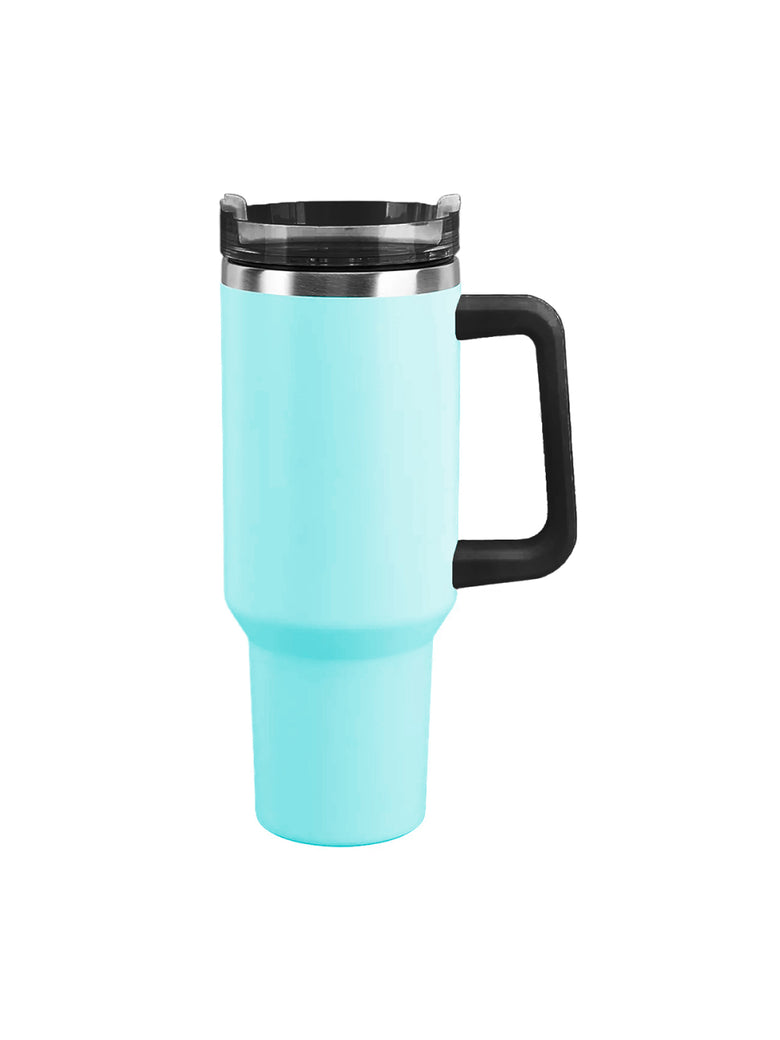 Copo Térmico Aço Inox 1200ml Caneca C/ Alça Canudo Água Gelada Quente Cor:Azul