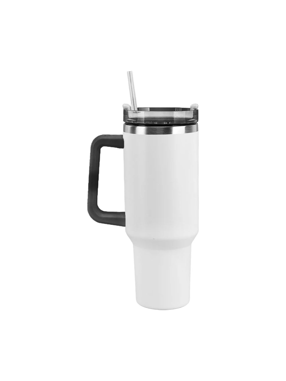 Copo Térmico Aço Inox 1200ml Caneca C/ Alça Canudo Água Gelada Quente Cor:Branco