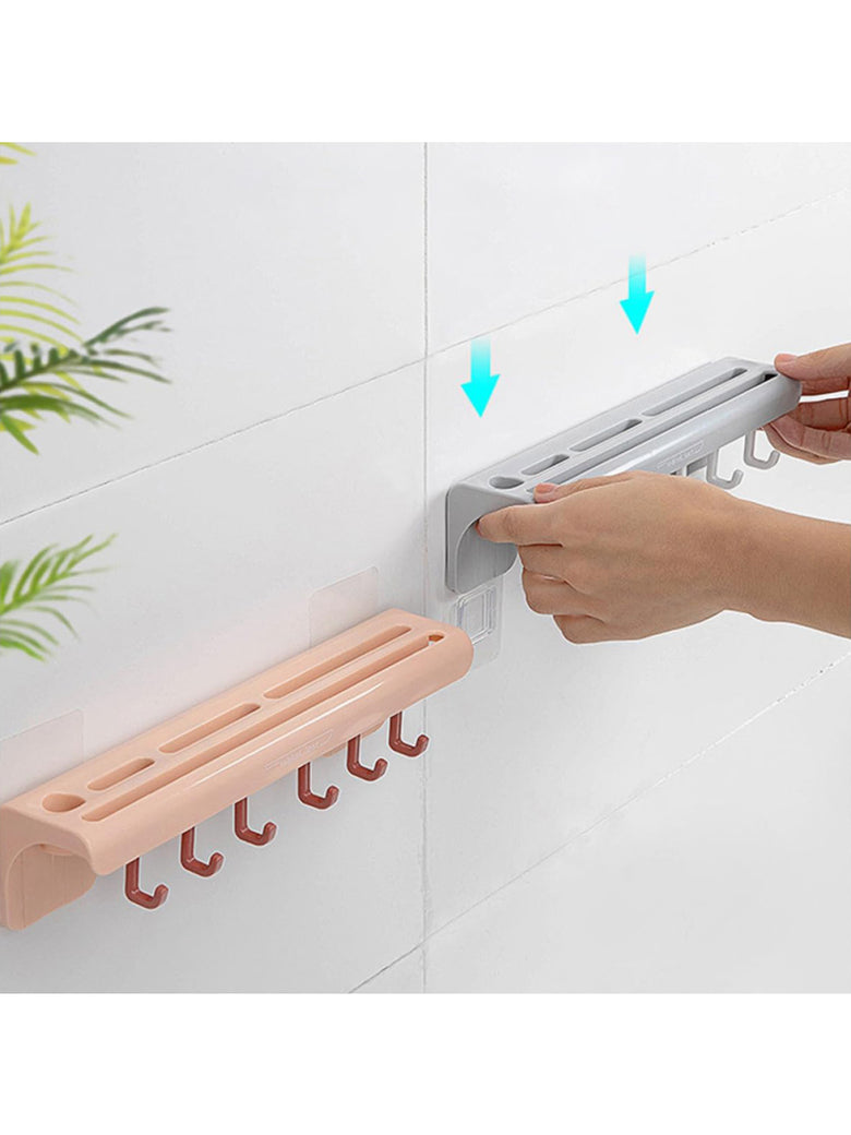 Suporte De Cozinha Porta Talheres Facas Faqueiro 6 Ganchos Cor:Azul