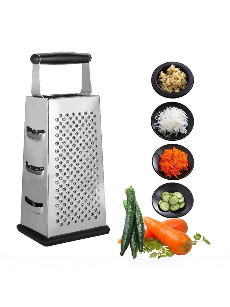 Ralador Fatiador Inox 4 em 1 C/ Alça Cozinha Legumes Queijos