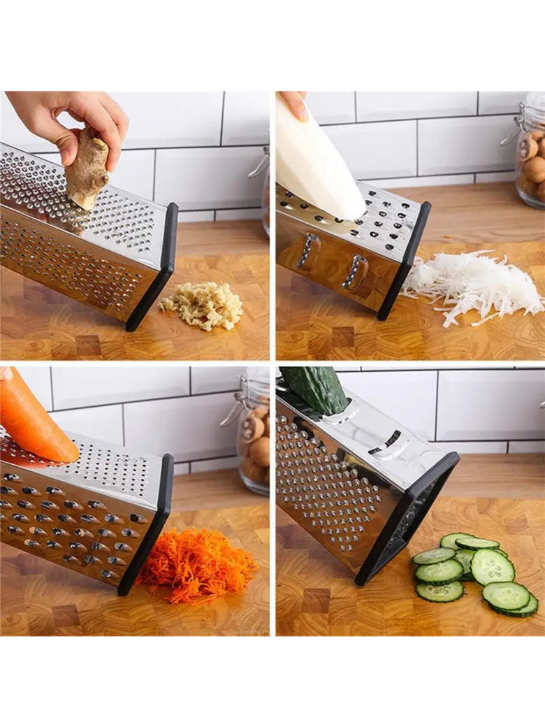 Ralador Fatiador Inox 4 em 1 C/ Alça Cozinha Legumes Queijos