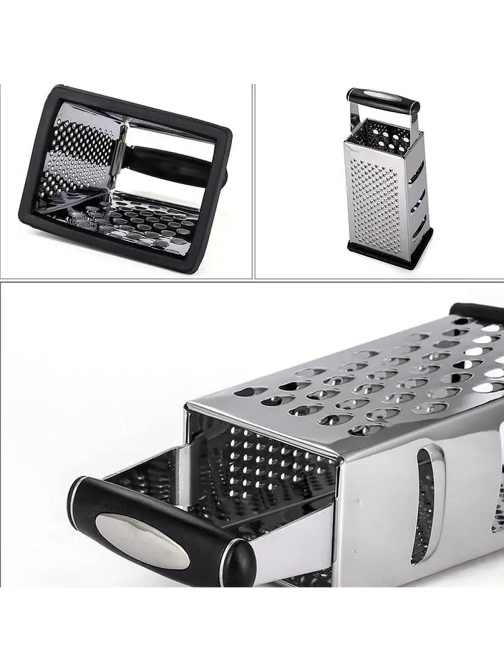 Ralador Fatiador Inox 4 em 1 C/ Alça Cozinha Legumes Queijos