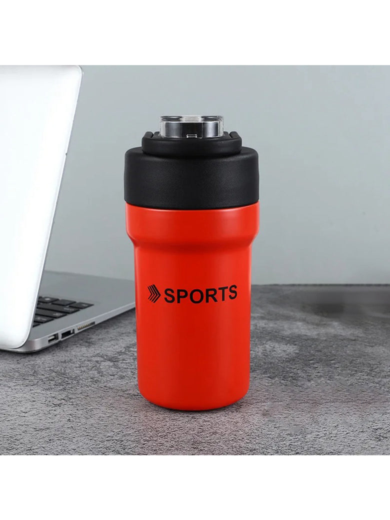 Garrafa Térmica Copo Inox 500ml Canudo Alça Esporte Academia Cor:Preto