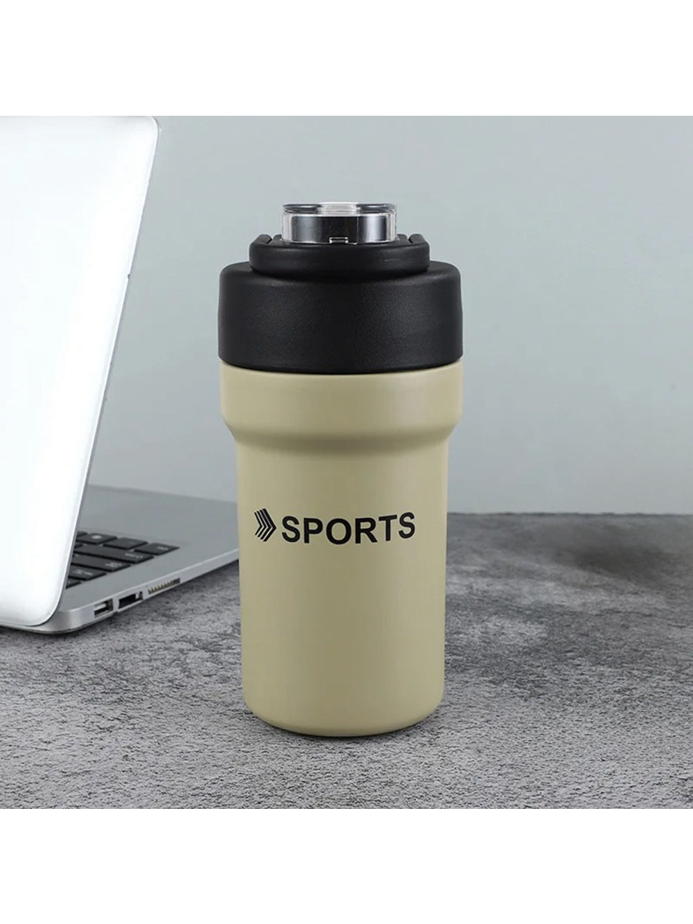 Garrafa Térmica Copo Inox 500ml Canudo Alça Esporte Academia Cor:Preto