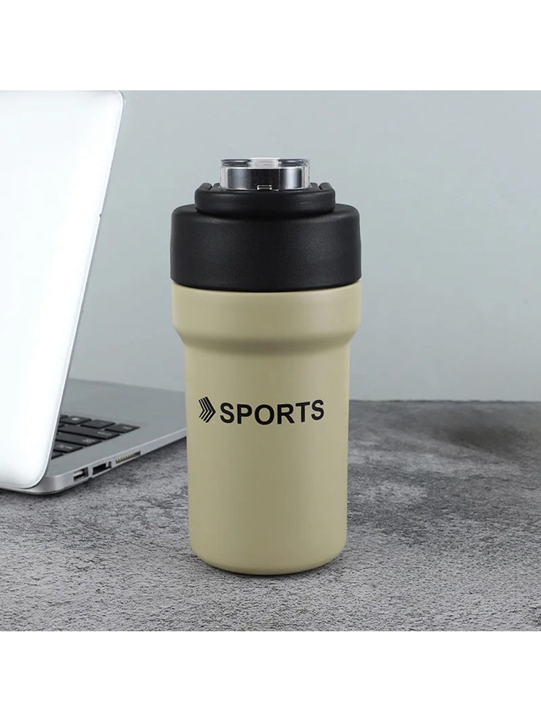 Garrafa Térmica Copo Inox 500ml Canudo Alça Esporte Academia Cor:Preto