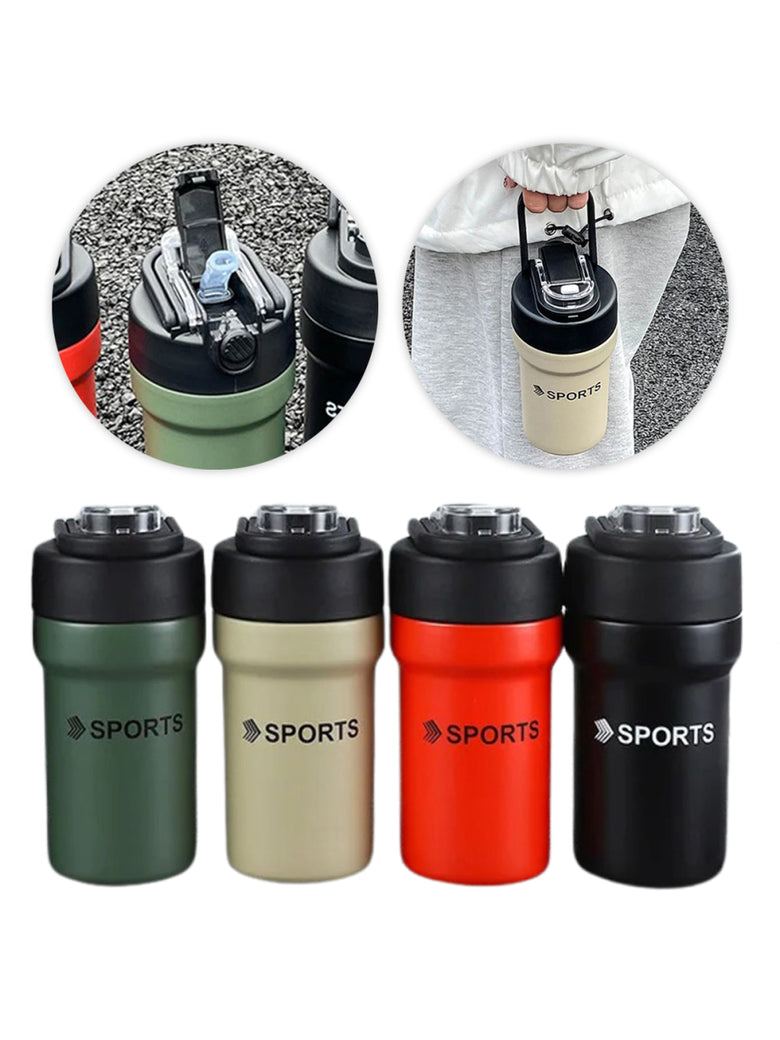 Garrafa Térmica Copo Inox 500ml Canudo Alça Esporte Academia Cor:Vermelho